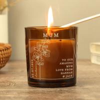 Personalised July Larkspur Birth Flower Amber Glass Jar Candle Extra Image 2 Preview